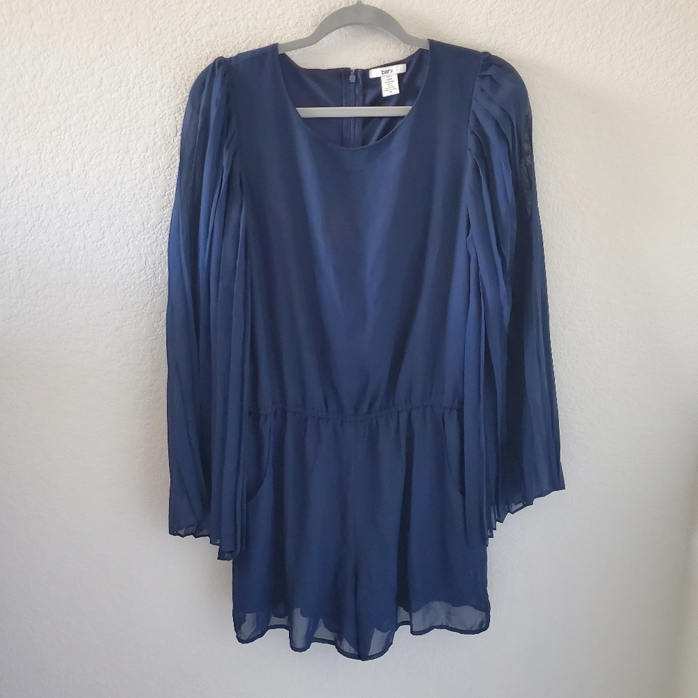 Bar III pleated wide sleeves chiffon romper